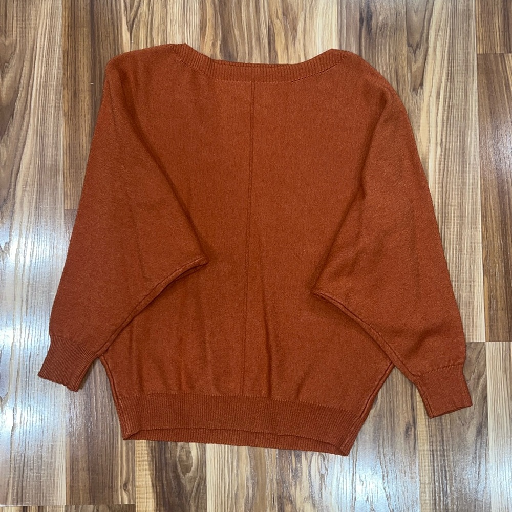 Women's Batwing Sleeve Knitted Sweater Boat Neck Pullover Top Small